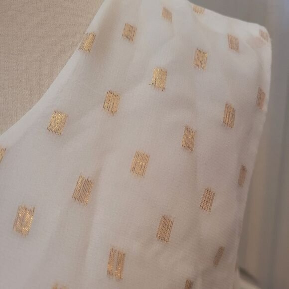 Melissa McCarthy Seven Blouse Top Size 1 1X Off White Gold Classy QVC - Picture 3 of 8